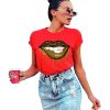 Short Sleeve Tops Printed Kiss T-shirt for Women - Last American Girl